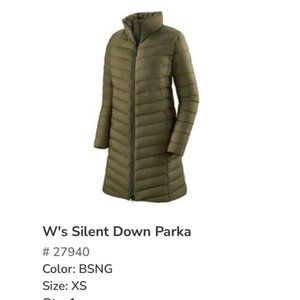XS Patagonia silent down parka / like new / forest green